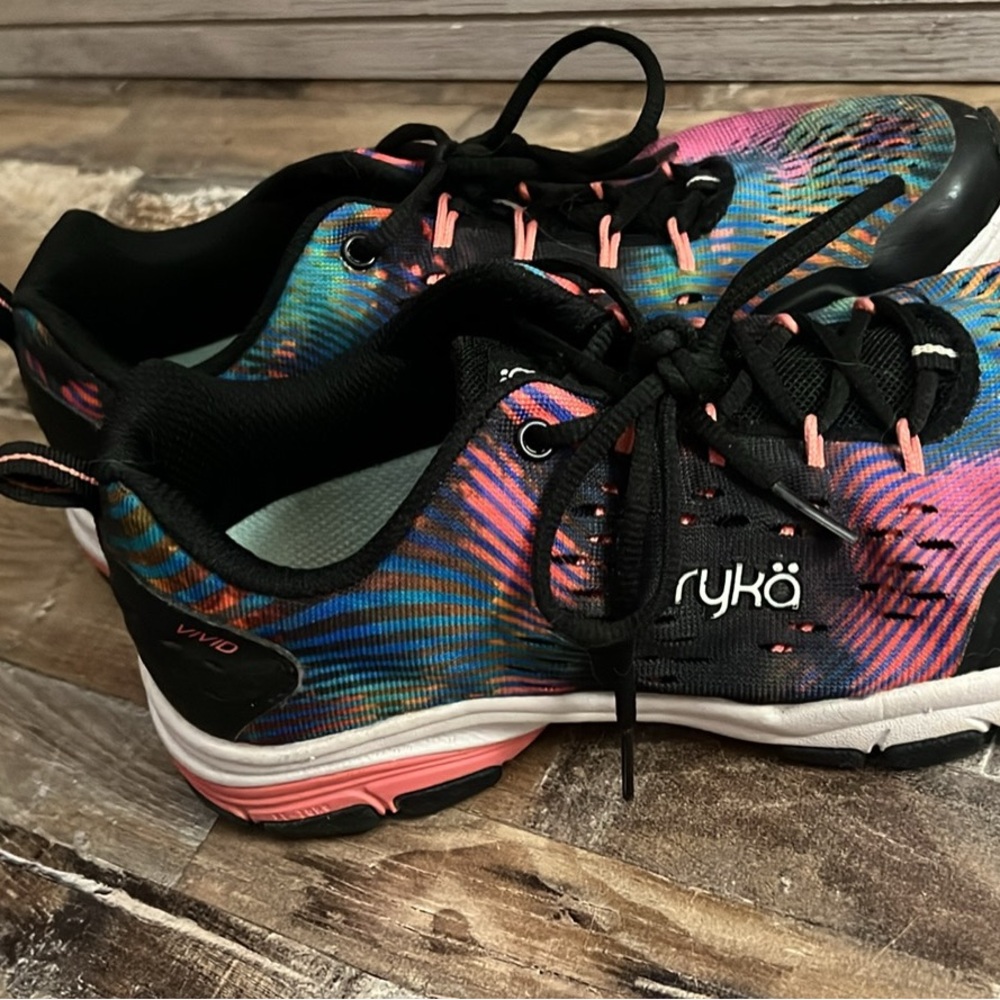 Ryka Black and Pink Athletic Shoes with Cushioned Midsole